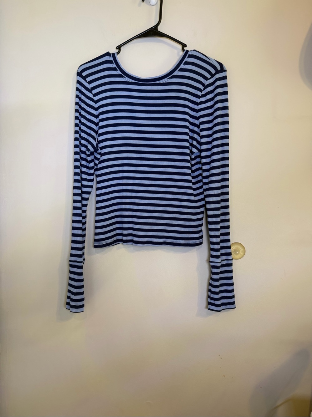 Women’s Striped Long-Sleeve Ribbed Tee - Navy & White